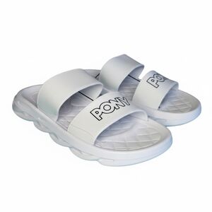 PONY White  Dual-Strap Slide Sandals